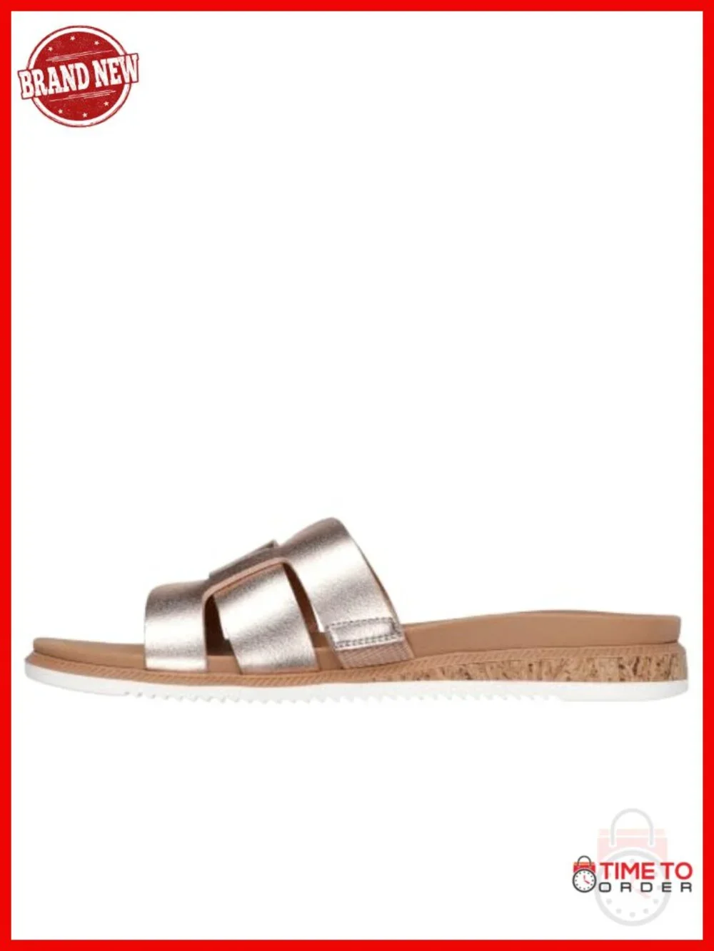 Faux Leather Double Strap Sandals with Cork Sole, Machine Washable